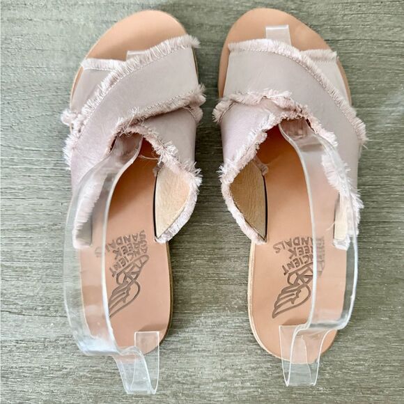 Ancient Greek Sandals Fray Detail Pale Pink Satin - Size 39 - Picture 4 of 7